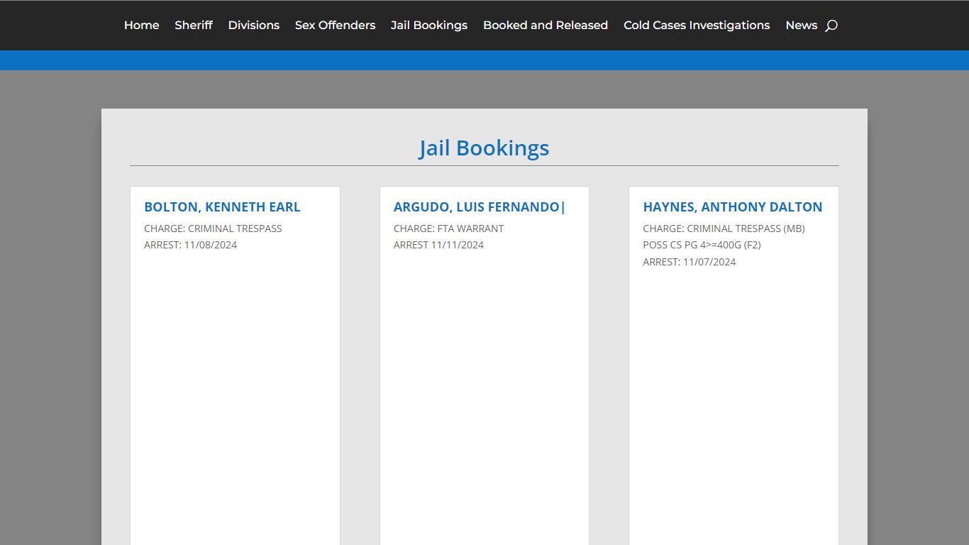 Jail Bookings | Shelby County Sheriff